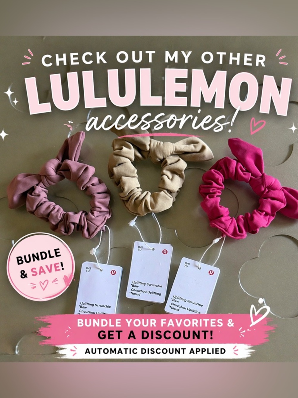 LULULEMON Uplifting Scrunchie Bow NWT - Pink Raspberry Coulis - Picture 13 of 13